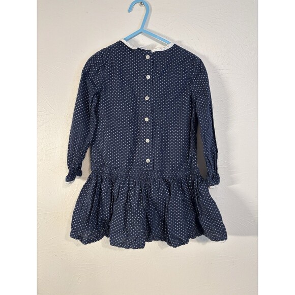 Polo Ralph Lauren 4T Dress Navy Cotton Long Sleeve Shirtdress Girls Classic - Picture 2 of 4